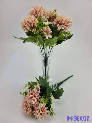 Krizantém 7v selyem csokor 31cm - Barackos
