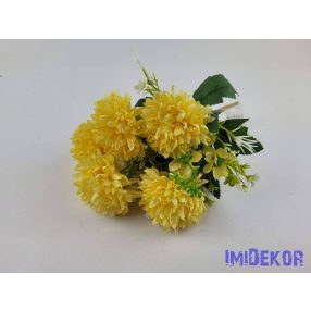 Krizantém 7v selyem csokor 31cm - Sárga