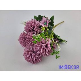 Krizantém 7v selyem csokor 31cm - Mályva