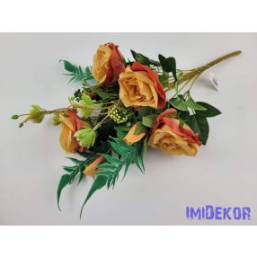   Rózsa+bimbó 9 ágú féloldalas csokor 50 cm - Piruló Narancs