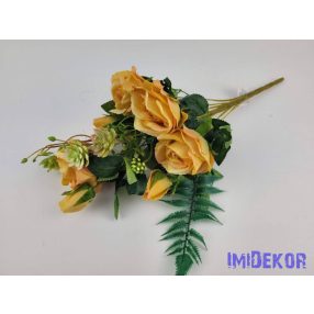   Rózsa+bimbó 9 ágú féloldalas csokor 50 cm - Halvány Narancs