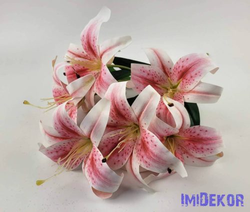 Gumis liliom 7 ágú csokor 60 cm - Fehér-Rózsaszínes