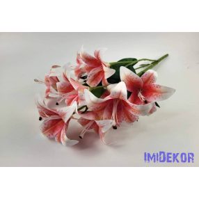 Gumis liliom 9 ágú csokor 56 cm - Fehér-Pirosló