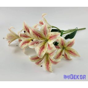 Gumis liliom 9 ágú csokor 56 cm - Krém-Cirmos