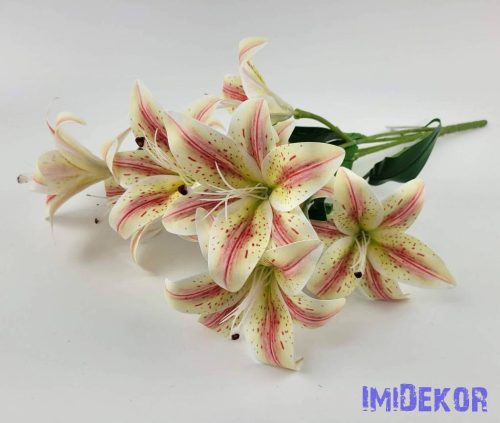Gumis liliom 9 ágú csokor 56 cm - Krém-Cirmos