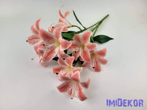 Gumis liliom 9 ágú csokor 56 cm - Rózsaszín-Fehér