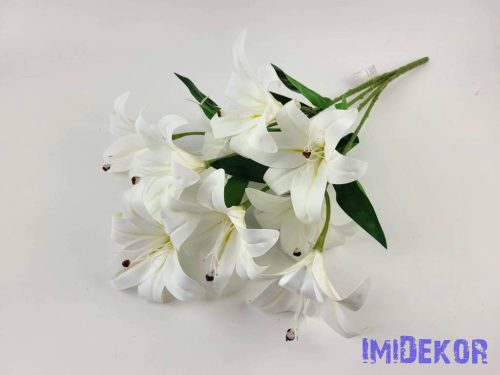 Gumis liliom 9 ágú csokor 56 cm - Fehér