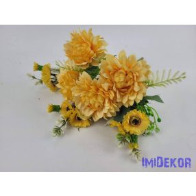   Dália + margaréta 7 ágú selyem csokor 33 cm - Sárgabarack
