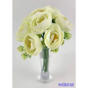 Boglárka 9 ágú selyem csokor 22 cm - Krém