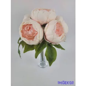 Peónia 6 ágú selyem csokor 30 cm - Barackos Rózsaszín