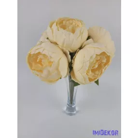Peónia 6 ágú selyem csokor 30 cm - Halvány Barack