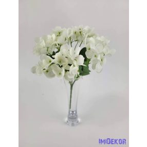 Hortenzia 5 ágú selyem csokor 26 cm - Törtfehér