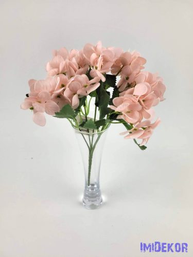 Hortenzia 5 ágú selyem csokor 26 cm - Rózsaszínes