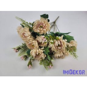 Krizantém 11 ágú selyem csokor 44cm - Púder