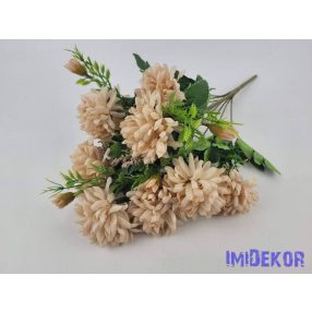 Krizantém 10 ágú selyem csokor 42cm - Sötét Púder