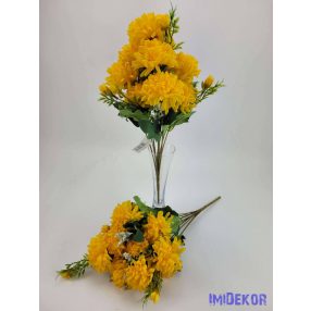 Krizantém 10v selyem csokor 42cm - Napsárga