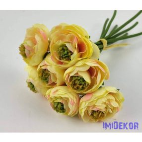   Boglárka 7 szálas kötegelt csokor 22 cm - Krém-Rózsaszín