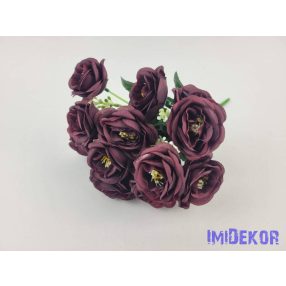 Rózsa 7 ágú selyem csokor 30 cm - Bordó