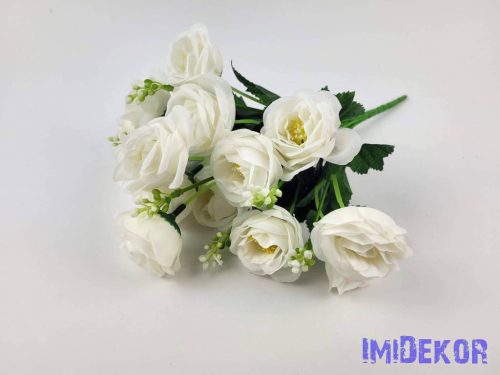 Rózsa 7 ágú selyem csokor 30 cm - Fehér