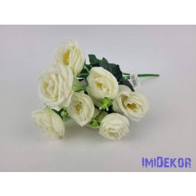 Rózsa 7 ágú selyem csokor 30 cm - Törtfehér