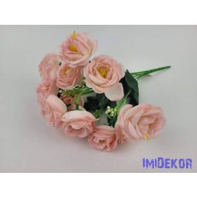 Rózsa 7 ágú selyem csokor 30 cm - Rózsaszín