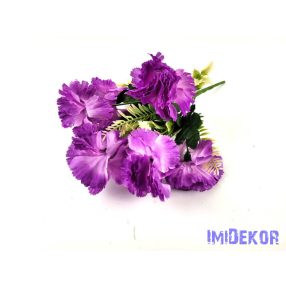 Szegfű 7 ágú selyem csokor 31 cm - Lila