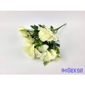 Szegfű 7 ágú selyem csokor 31 cm - Krém