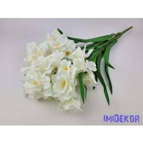 Nárcisz 9 ágú selyemvirág csokor 57cm - Fehér