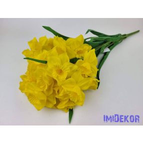 Nárcisz 9 ágú selyemvirág csokor 57cm - Sárga