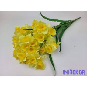 Nárcisz 9 ágú selyemvirág csokor 57cm - Halvány Sárga