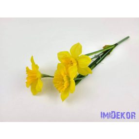Nárcisz 3 ágú selyem csokor 34 cm - Sárga