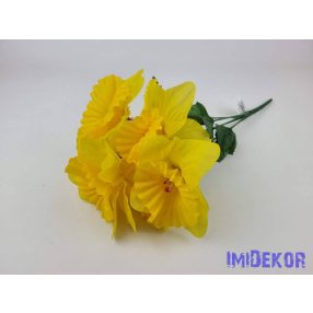 Nárcisz nagyfejű 6 ágú selyem csokor 40cm - Sárga