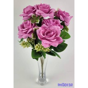 Rózsa 6 ágú selyemvirág csokor 29 cm - Rózsaszín