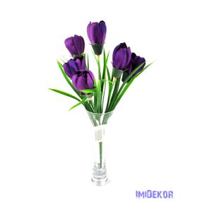 Krókusz 6 ágú selyem csokor 33 cm - Lila