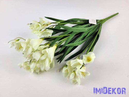 Frézia 12 ágú selyem csokor 52 cm - Törtfehér