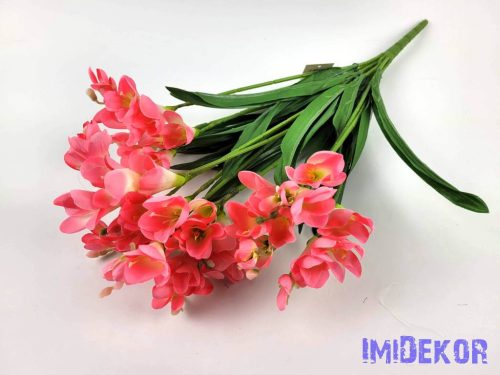 Frézia 12 ágú selyem csokor 52 cm - Púder Rózsaszín