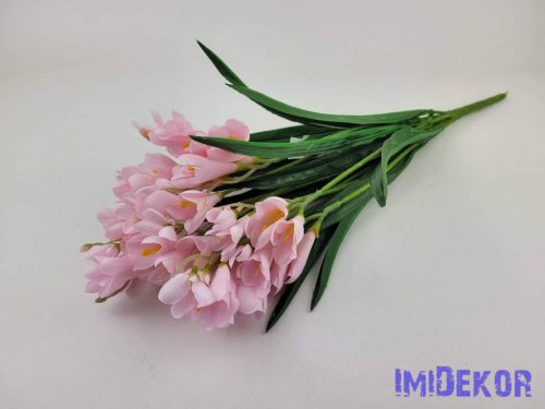 Frézia 12 ágú selyem csokor 52 cm - Babarózsaszín