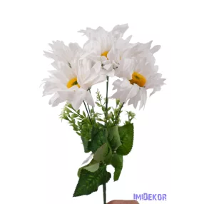 Margaréta 7 ágú selyemvirág csokor 38 cm - Fehér