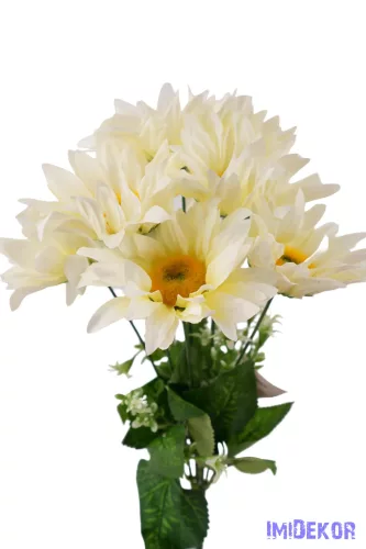 Margaréta 7 ágú selyemvirág csokor 38 cm - Krém