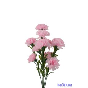   Szegfű 6 ágú 12 fejes selyemvirág csokor 46cm - Rózsaszín