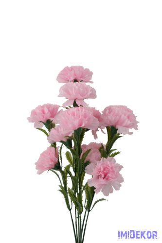 Szegfű 6 ágú 12 fejes selyemvirág csokor 46cm - Rózsaszín