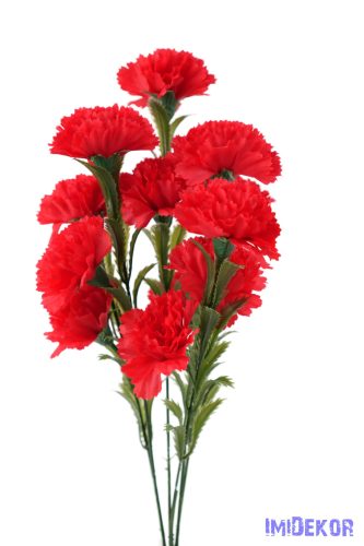 Szegfű 6 ágú 12 fejes selyemvirág csokor 46cm - Piros