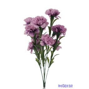 Szegfű 6 ágú 12 fejes selyemvirág csokor 46cm - Lila