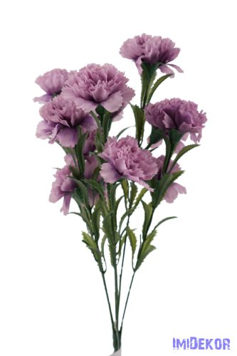 Szegfű 6 ágú 12 fejes selyemvirág csokor 46cm - Lila