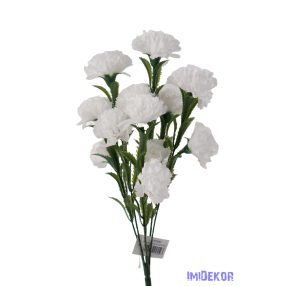 Szegfű 6 ágú 12 fejes selyemvirág csokor 46cm - Fehér