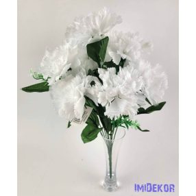 Szegfű 10 ágú selyem csokor 45 cm - Fehér