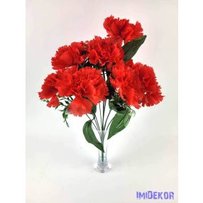 Szegfű 10 ágú selyem csokor 45 cm - Piros