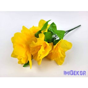 Nárcisz 5 ágú selyemvirág csokor 37 cm - Sárga