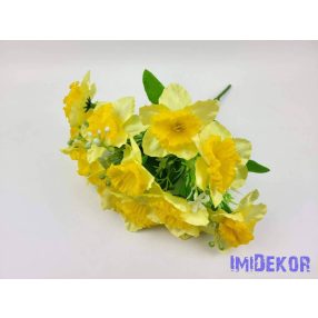 Nárcisz 6 ágú selyem csokor 33 cm - Sárga