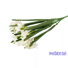 Nárcisz 7 ágú selyem csokor 60cm - Fehér